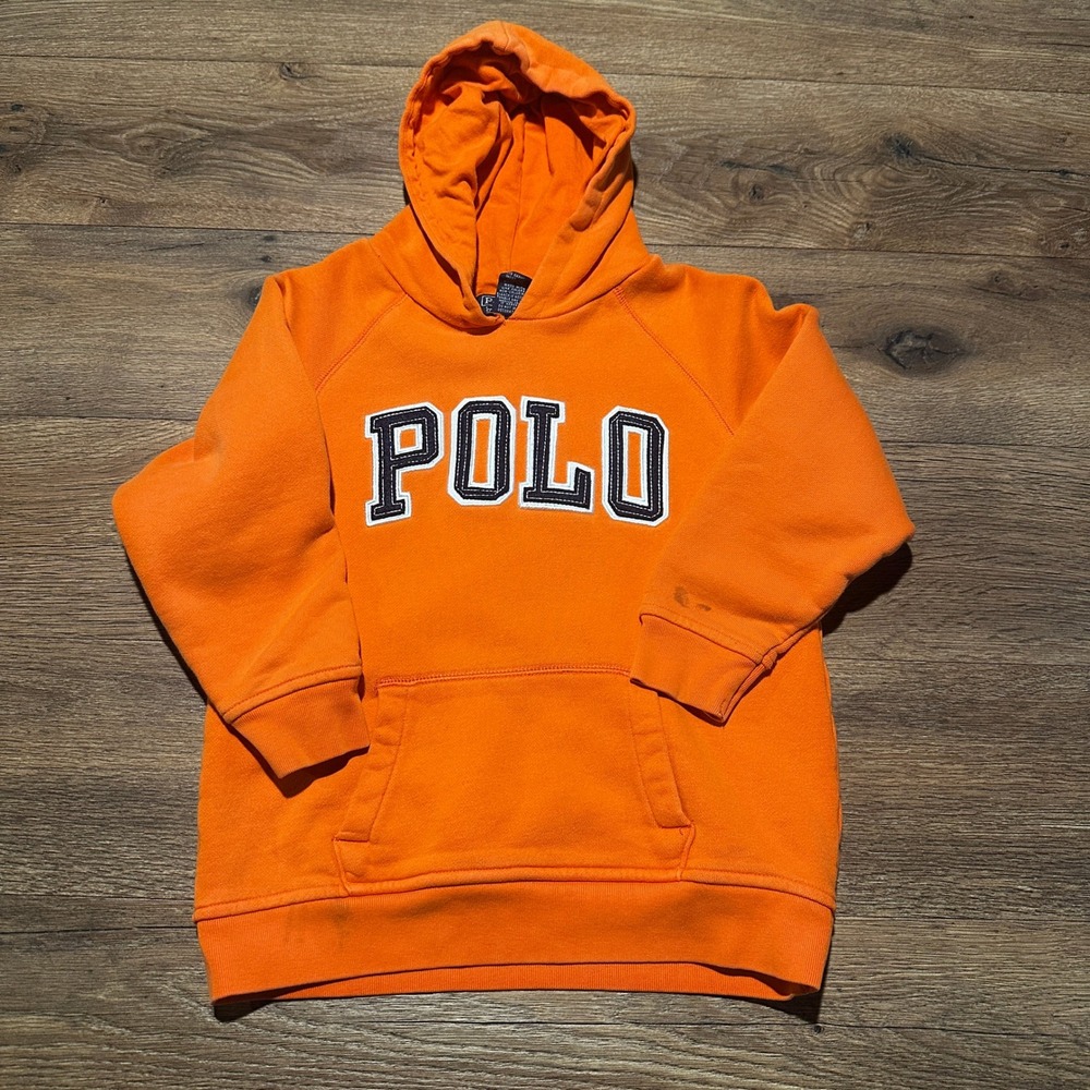 Polo Ralph Lauren Orange Spellout Hoodie Kids Size 6 - Picture 2 of 7